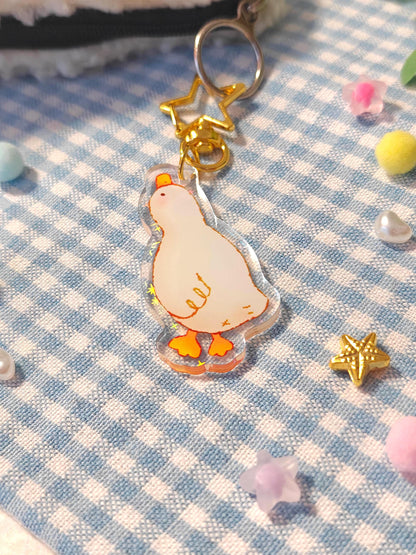 Holographic Goose Keychain – Acrylic Charm with Star Hook