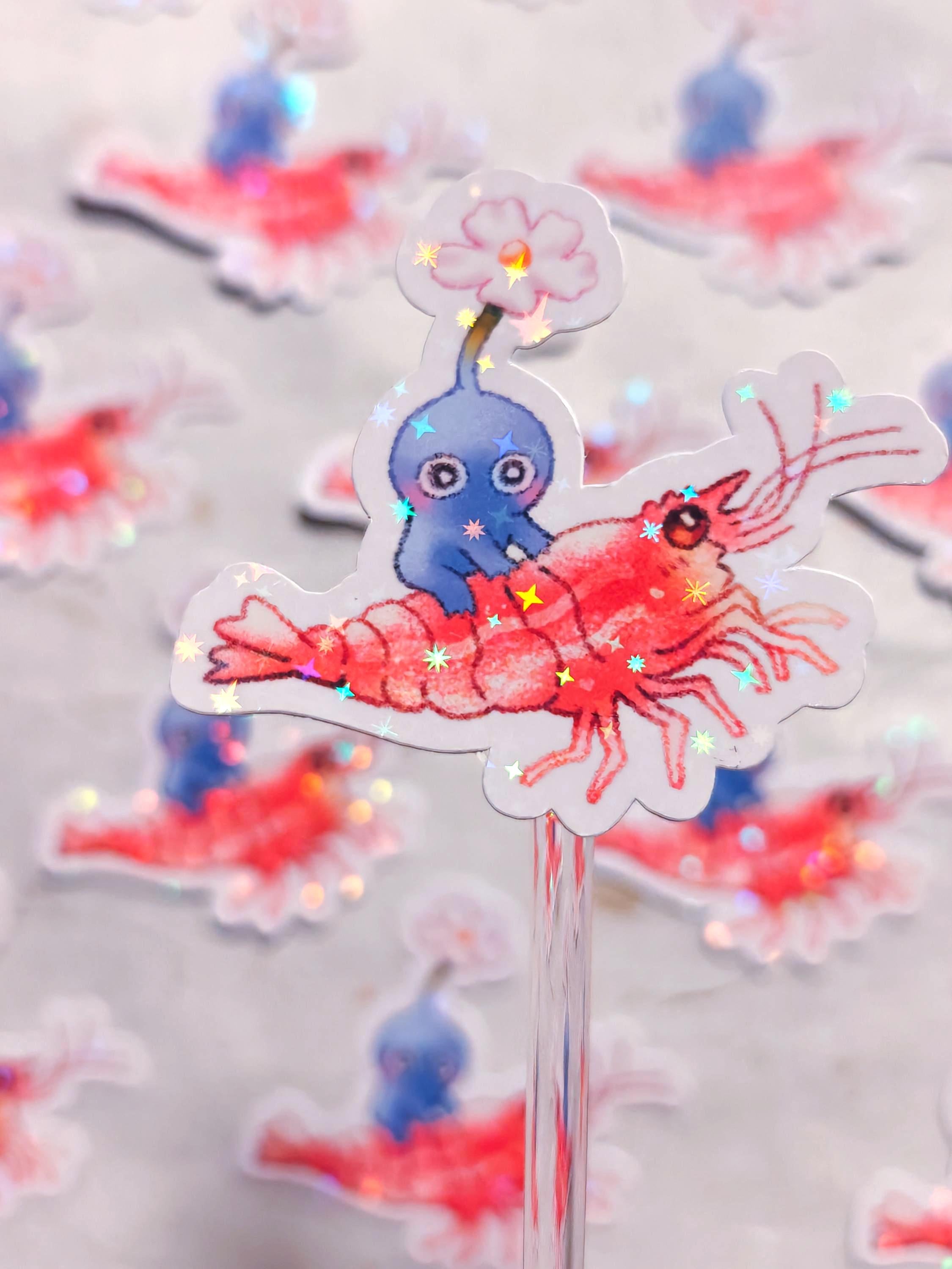 Holographic Blue Pikmin Vinyl Sticker ~ Shrimp