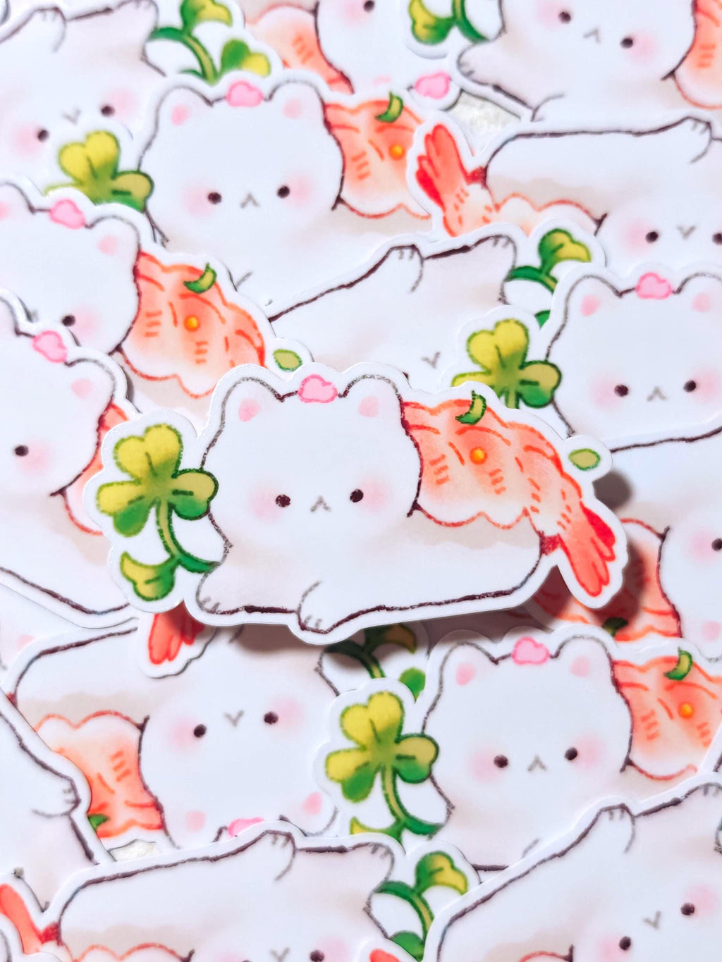 Glossy Sushi Cat Vinyl Sticker ~ Shrimp