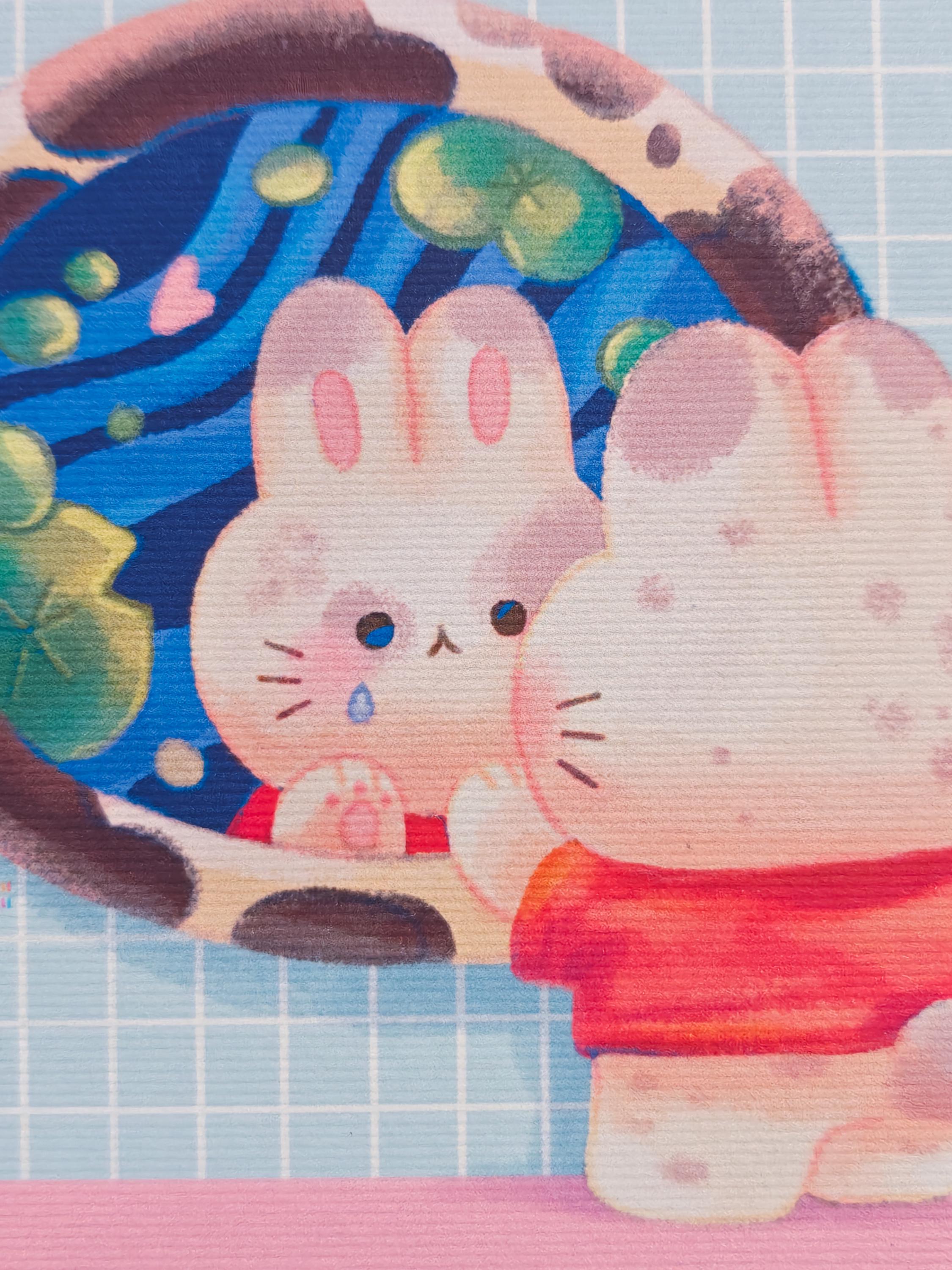 Sad Bunny Mini Textured Art Print