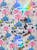 Holographic Blue Pikmin Vinyl Sticker ~ Airplane