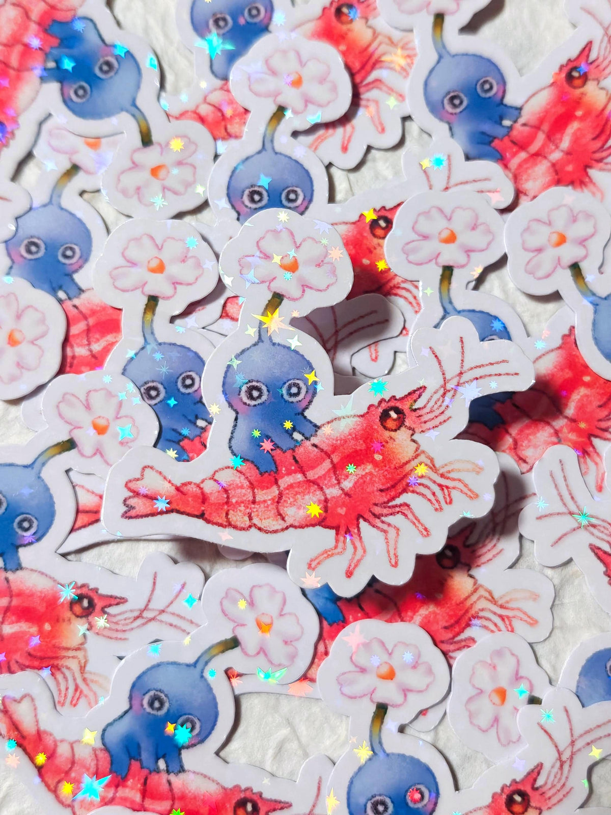 Holographic Blue Pikmin Vinyl Sticker ~ Shrimp