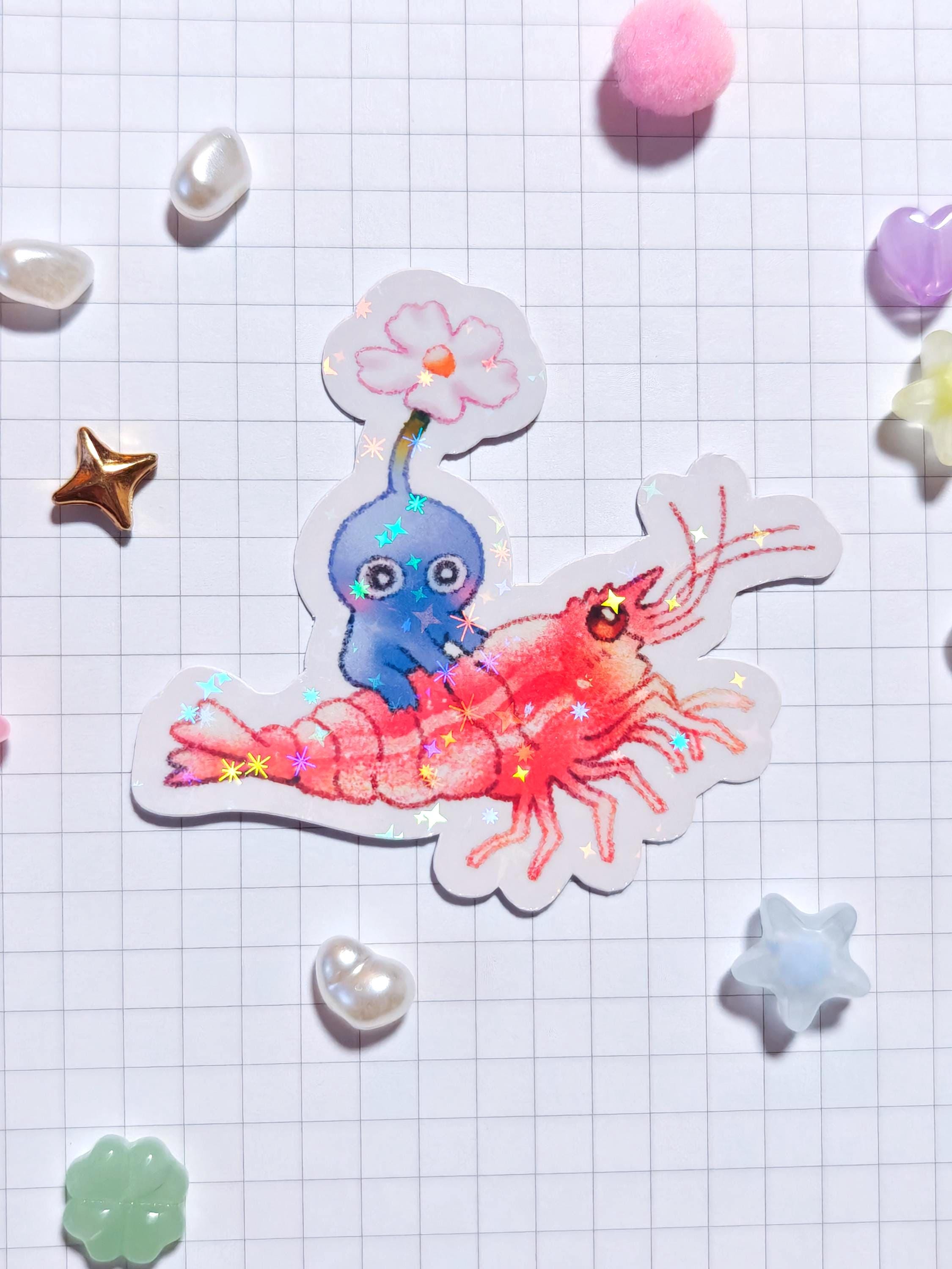 Holographic Blue Pikmin Vinyl Sticker ~ Shrimp