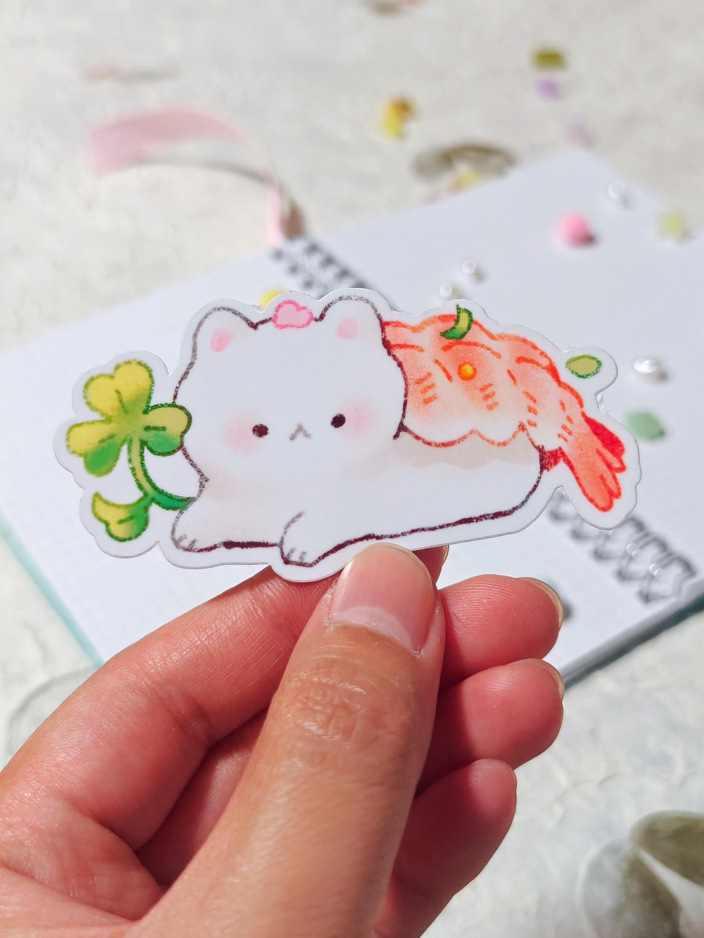 Glossy Sushi Cat Vinyl Sticker ~ Shrimp