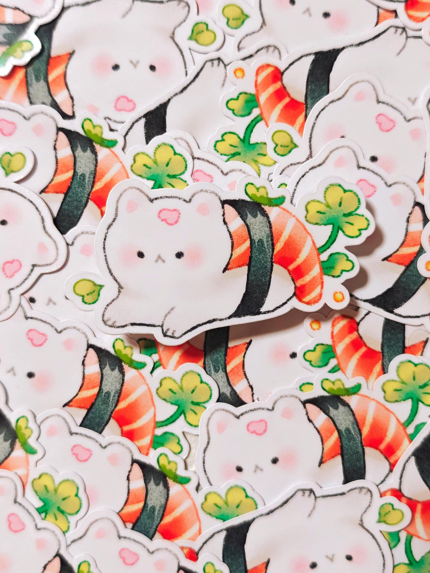 Sushi Cat Vinyl Sticker ~ Salmon