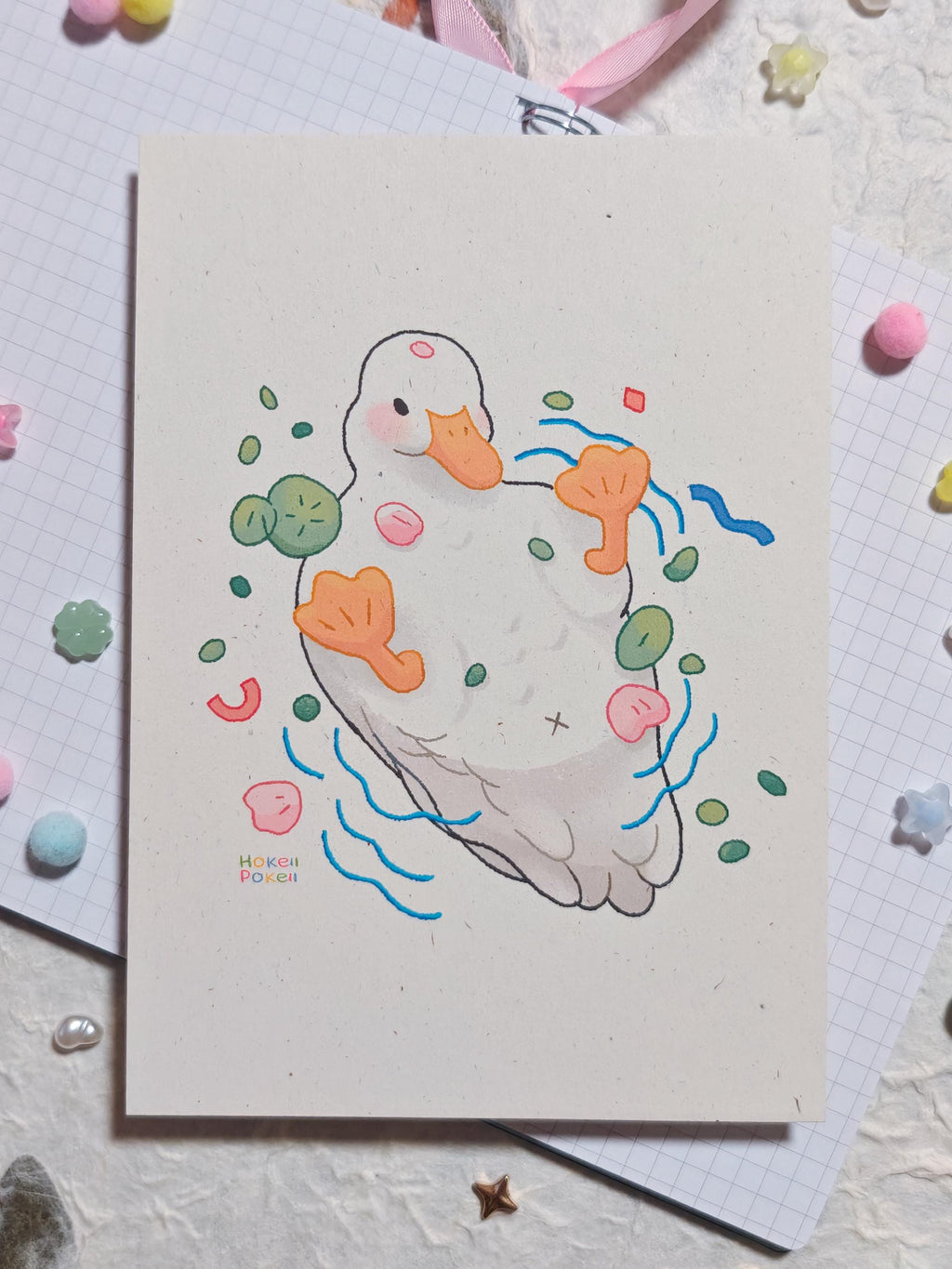 White Duckie Mini Textured Art Print