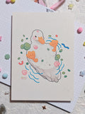 White Duckie Mini Textured Art Print