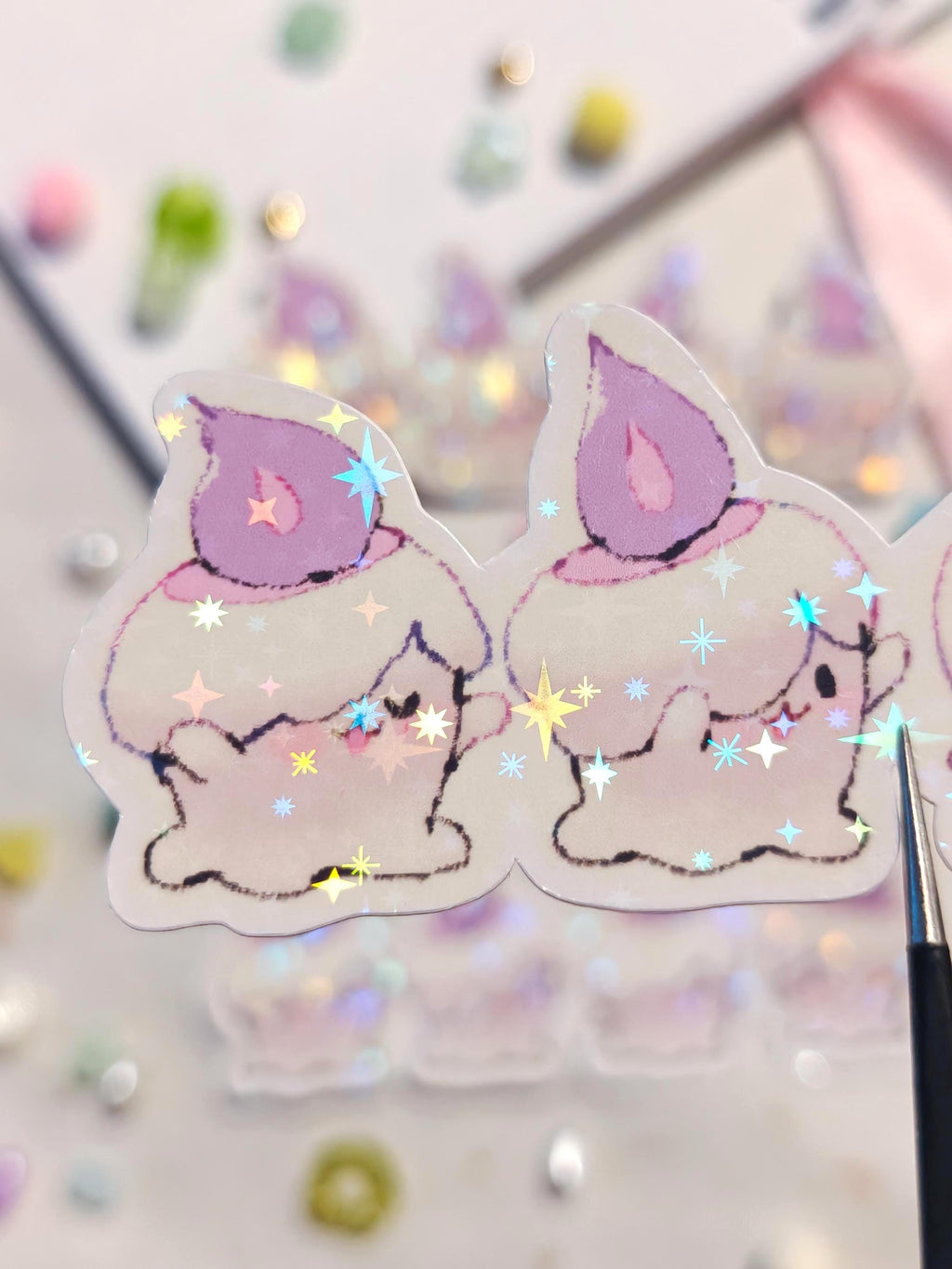 Holographic Pocket Friends Vinyl Sticker ~ Litwick