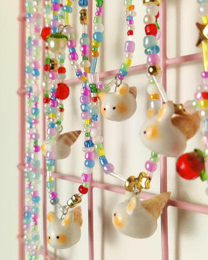 Handmade Beaded Necklace - Sea bunny charm