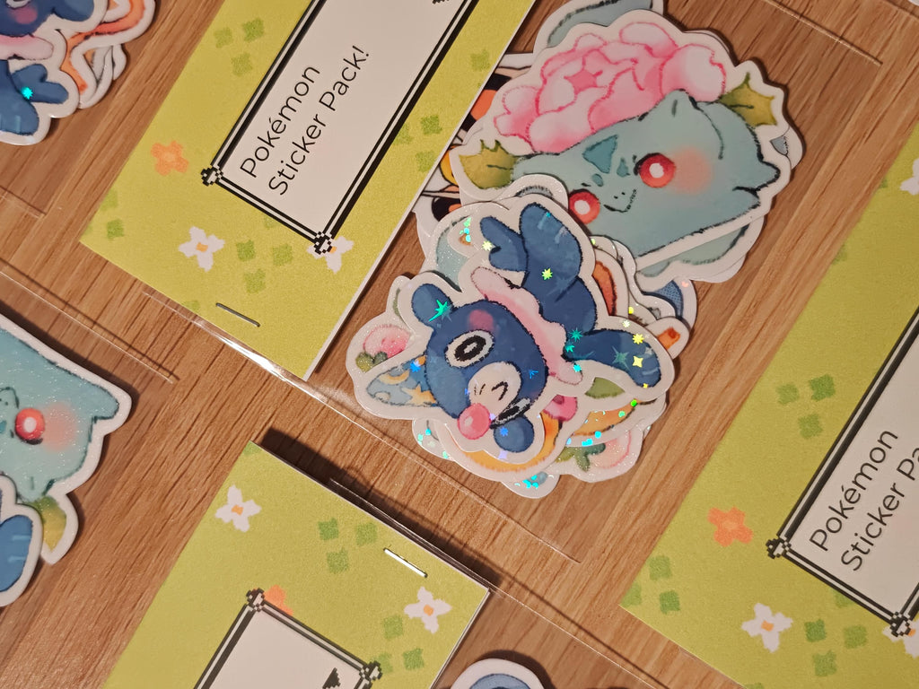 Glossy Holographic Pokemon Vinyl Sticker Pack